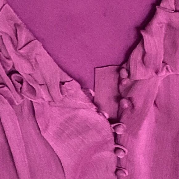 Anne Klein Purple Ruffle Button Front Sleeveless Top Large - Picture 3 of 12
